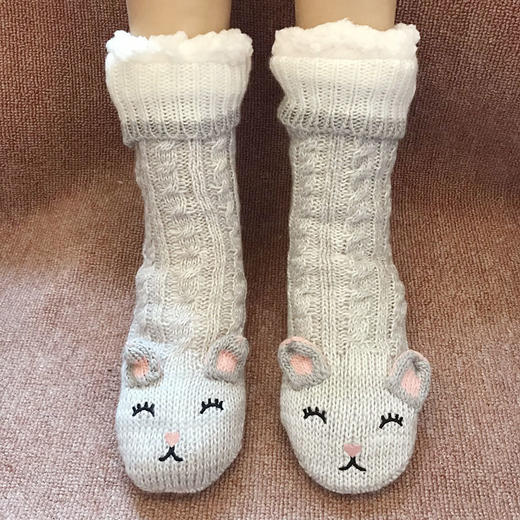 特厚地板袜大人毛线袜产后加厚秋冬季保暖家居孕妇女睡眠月子袜 商品图2