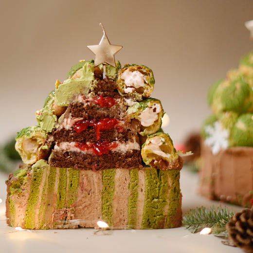 1月1日下架！「草莓泡芙圣诞树」抹茶栗子蛋糕 商品图2