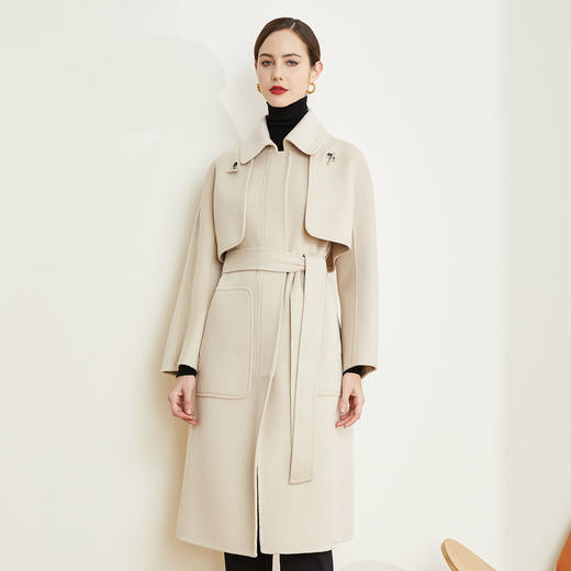 LD930斯尔丽[两件套]瑟俪2021秋冬新款可脱卸长袖外套高品质羊毛大衣 商品图1