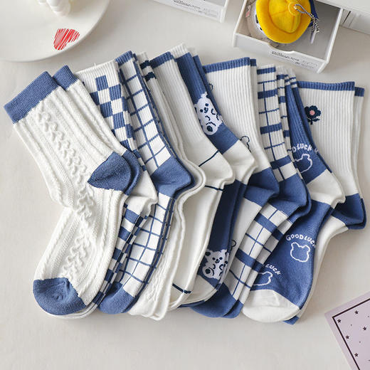 「一套十双 陪伴一冬」袜子女秋冬卡通小熊中筒袜韩版日系女袜棉质棉袜 商品图1