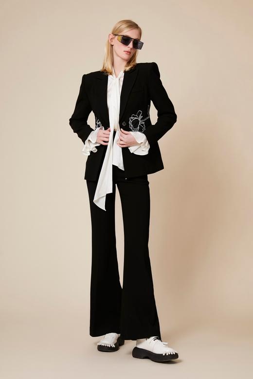 白色可拆式荷叶边袖口真丝衬衣 商品图6