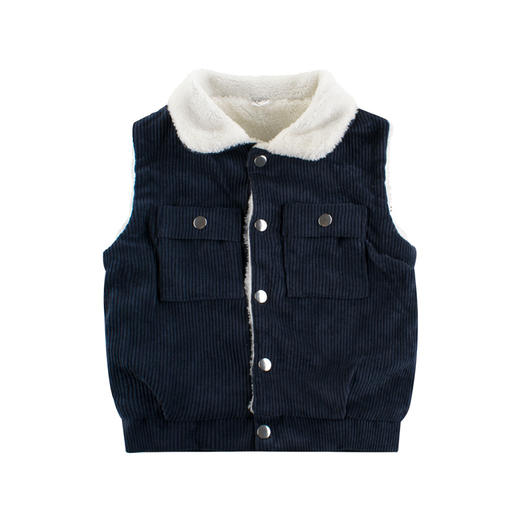 【采用优质面料 柔软舒适】秋冬季儿童马甲背心新款2021 男童羊羔绒加绒宝宝服装保暖上衣 商品图8