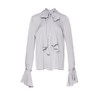 银灰色可拆式荷叶边袖口真丝衬衣 商品缩略图0