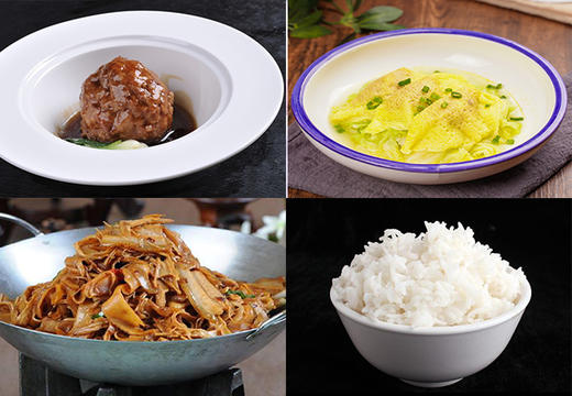 (单人套餐)红烧狮子头+蛋饺娃娃菜+小炒野笋丝+米饭 商品图0