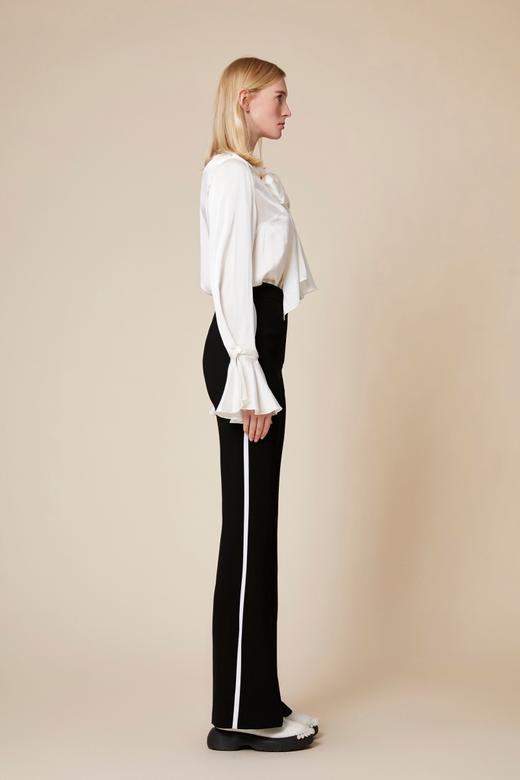 白色可拆式荷叶边袖口真丝衬衣 商品图5