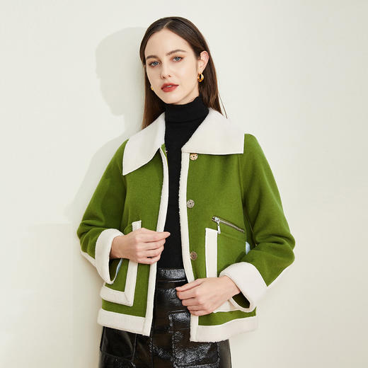 LH9X3斯尔丽瑟俪(斯尔丽高端)大口袋双面呢短款女式大衣外套 商品图0