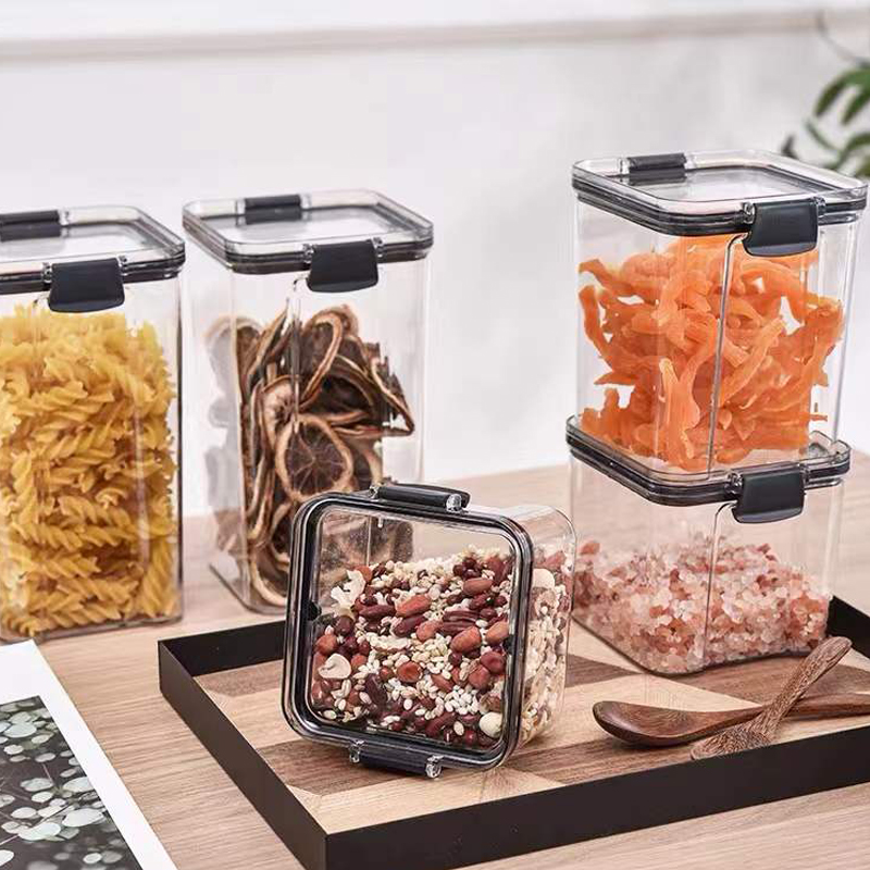 【自营】留存道双扣储物罐五谷杂粮厨房保鲜收纳盒食品级透明塑料零食干果收纳罐储物盒