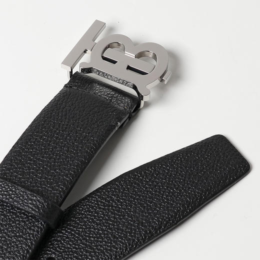 BURBERRY 博柏利 TB专属标识图案粒纹皮革腰带 男士腰带 黑色 8046542 A1189 商品图2