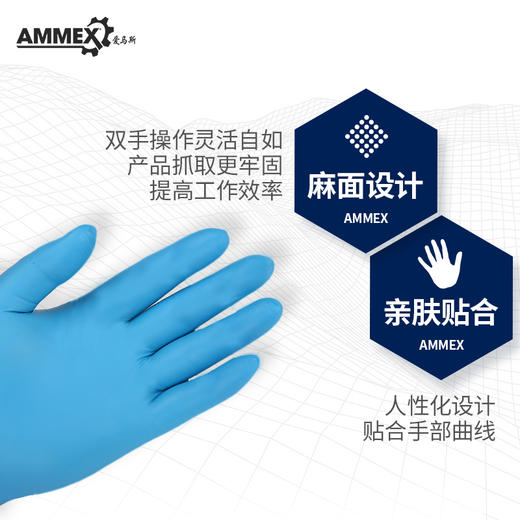 【进口 加厚型】【10盒装】一次性蓝色丁腈手套（无粉 微麻面）APFGWCHD 商品图2