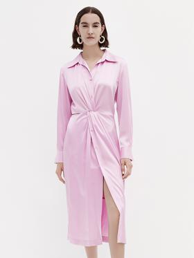 EDITION醋酸立裁结构侧腰露肤衬衫式连衣裙EBB1DRS036