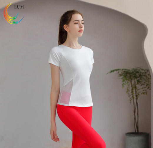 LUM39869露檬瑜伽运动短袖双面磨毛面料（含胸垫） 商品图6