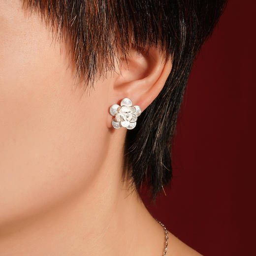子佩集S990银【木芙蓉】耳钉【QFES021】花丝2111 商品图6