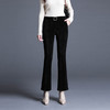 TZW-雪尼尔微喇叭裤女高腰休闲女裤子黑色女士长裤女大码 商品缩略图0