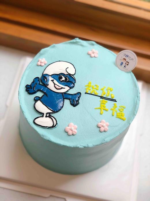 手绘蓝精灵奶油蛋糕 下单前请仔细阅读商品详情 商品图1
