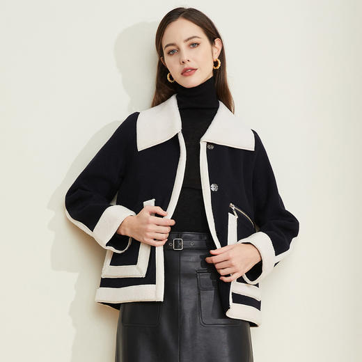 LH9X3斯尔丽瑟俪(斯尔丽高端)大口袋双面呢短款女式大衣外套 商品图1