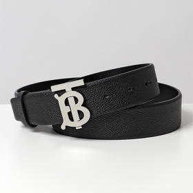 BURBERRY 博柏利 TB专属标识图案粒纹皮革腰带 男士腰带 黑色 8046542 A1189