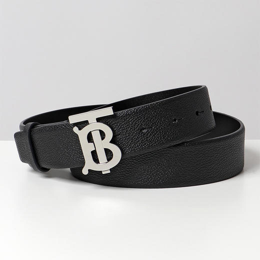 BURBERRY 博柏利 TB专属标识图案粒纹皮革腰带 男士腰带 黑色 8046542 A1189 商品图0