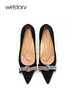 westory绒面真皮细跟高跟鞋女高级质感浅口钻饰蝴蝶结优雅单鞋S22AE53831 商品缩略图2