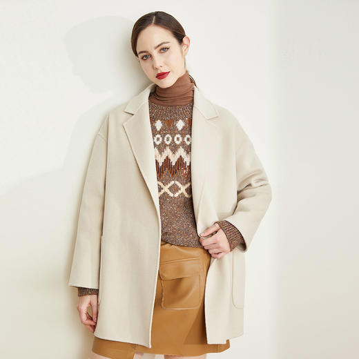 LD941斯尔丽瑟俪[专柜同款]2021冬新款简约廓形款休闲外套一手长大衣女 商品图0