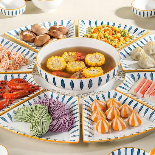 陶瓷拼盘碟子圆形网红盘子组合创意家用摆盘餐具过年夜饭团圆套装 商品图0