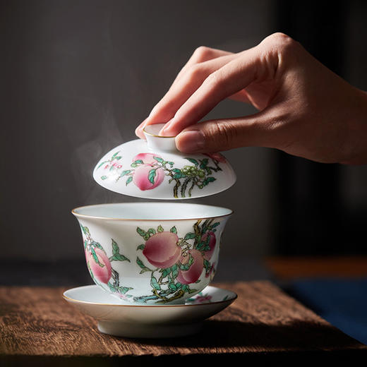 徐窑·粉彩桃系列 | 传自400年徐家窑，采珍贵原矿料手绘而成，寓福寿绵绵 商品图0