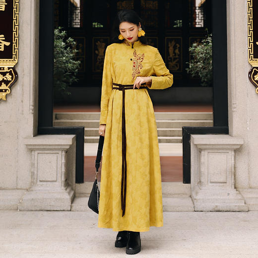 【50周年纪念款】浮生辞刺绣连衣裙| 杨丽萍老师同款 | 黄色 杏色 红色 | 长短袖可选 商品图3