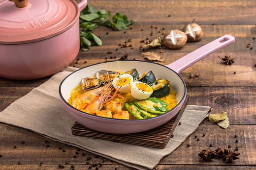 铸味 | 23cm粉色平底煎锅 珐琅铸铁煎盘生铁家用 牛排烙饼锅煎饼煎鸡蛋 商品图1