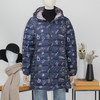 FOCALS福柯斯女装冬季新款印花休闲连帽中长款羽绒服FYBDD873BP 商品缩略图0