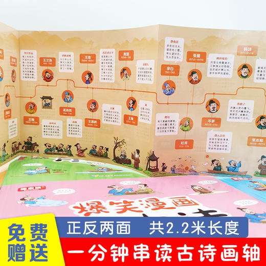 爆笑漫画背古诗（全6册）赠 6张历史伟大诗人介绍漫画版 +2m长古诗画轴+150节音频 150首古诗词 商品图3