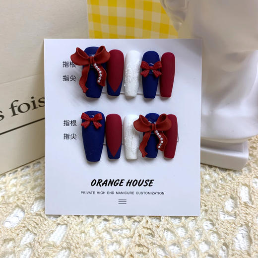 【手工定制美甲】手工美甲奢华假指甲学生气质成品穿戴甲反复使用 商品图0