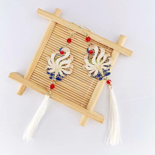 日韩新品 山海经神兽 九尾天狐 长款流苏耳环耳夹 商品图1
