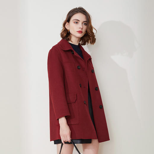 LH9A6斯尔丽瑟俪2021新款通勤外套经典双排扣休闲简约气质大衣女双面呢 商品图2