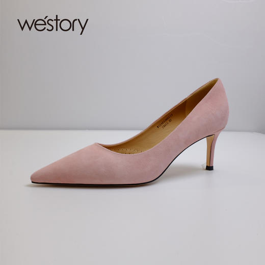 westory通勤高跟鞋磨砂小众设计感单鞋细跟尖头职场ol女鞋纯色W22AE53991 商品图2