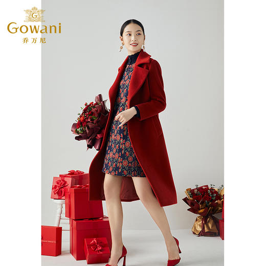 乔万尼冬季连衣裙女时尚气质羊毛直筒打底印花中长裙ES4E317 商品图1