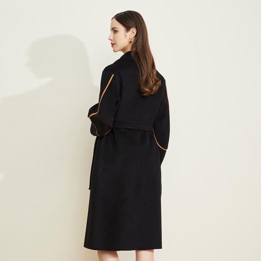 LH9H7斯尔丽2021新款秋冬瑟俪时尚收腰显瘦翻领双面呢长款羊毛大衣女 商品图1