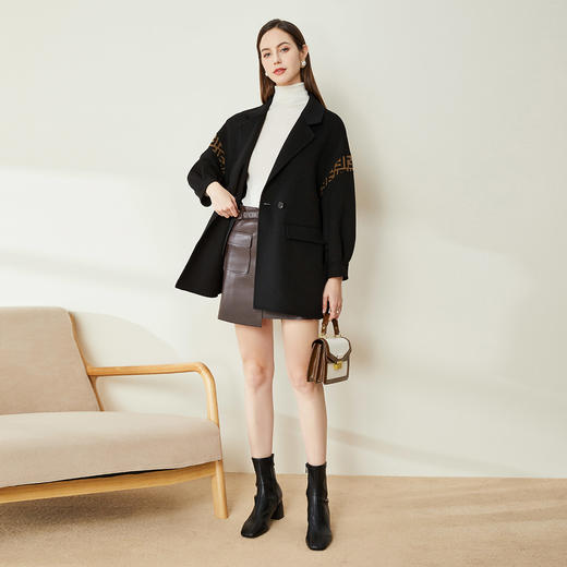 LH9V7斯尔丽瑟俪2021秋冬新款时尚优雅气质显瘦收口袖一手长双面呢女式 商品图3