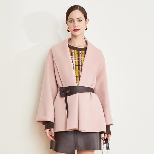 LH926斯尔丽瑟俪[专柜同款]2021冬新款淑女气质腰带通勤外套羊毛大衣 商品图0