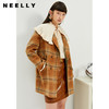 NEELLY纳俪商场同款秋冬格纹双排扣大衣女羊毛外套保暖英伦风通勤 商品缩略图0