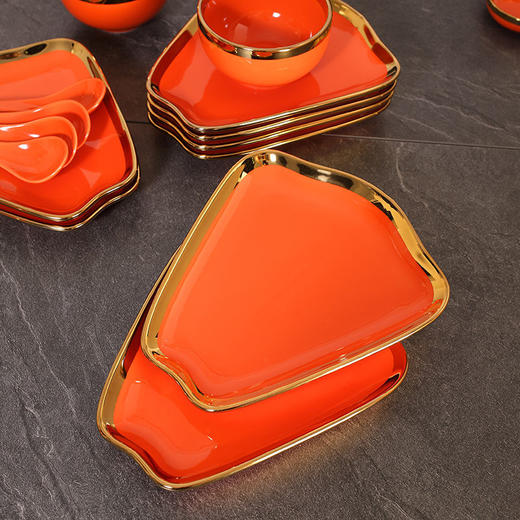 家用扇形圆桌摆盘创意扇形拼盘餐具过年团圆餐具菜盘盘子碗碟套装 商品图6