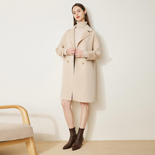 LH9T8斯尔丽2021新款秋冬瑟俪时尚大气宽松百搭气质纯色双面中长款大衣 商品图2