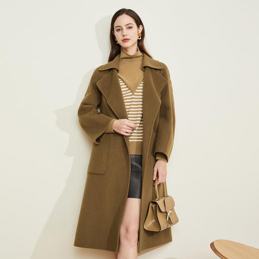 LH9F9斯尔丽瑟俪秋冬优雅气质大翻领双面呢大衣长款女2021新款 商品图0