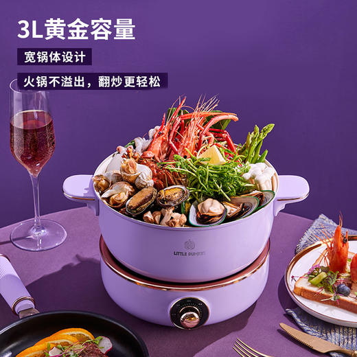 小南瓜多功能电煮锅3L标准款电火锅家用多用途锅 3L大容量分体式电热锅电炒锅 可拆卸易清洁 标准款 商品图1