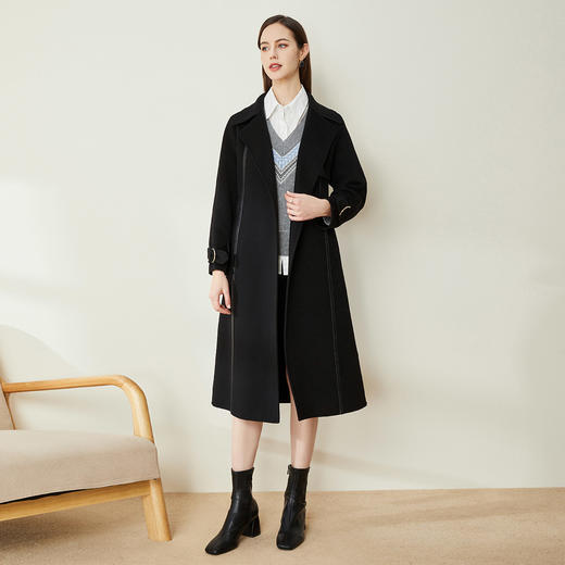 LH9V5斯尔丽瑟俪2021秋冬新款时尚翻领精致保暖舒适长款双面呢女式大衣 商品图3