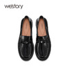 westory休闲纯色乐福鞋jk圆头真皮深口皮鞋英伦风一脚蹬平底单鞋S22AM54221 商品缩略图2