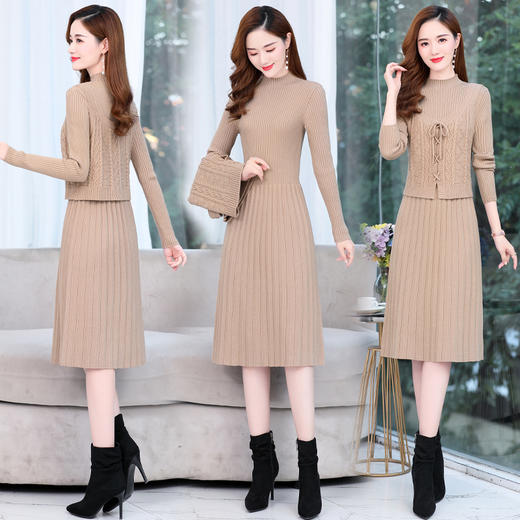 时尚修身，显瘦两件套2021新款秋冬毛衫连衣裙HR-YBER2217 商品图1