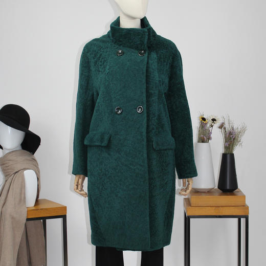 FOCALS福柯斯女装冬季双排扣长款皮毛一体皮草外套大衣FYLDK738G3 商品图0