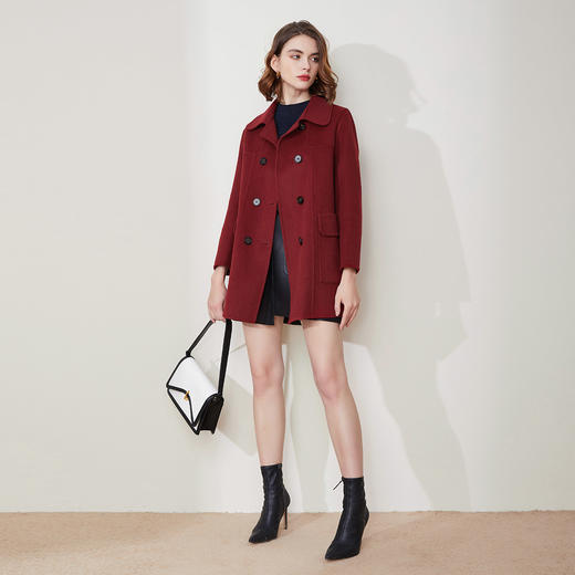 LH9A6斯尔丽瑟俪2021新款通勤外套经典双排扣休闲简约气质大衣女双面呢 商品图3