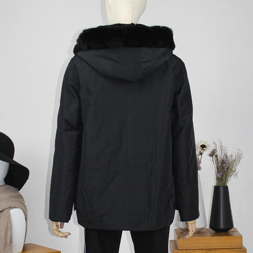 FOCALS福柯斯女装冬季獭兔毛可拆卸连帽拉链短款尼克服FYLDO723N1 商品图2