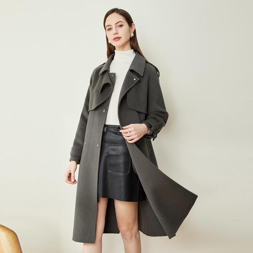 LH9W5斯尔丽瑟俪2021年新款高级感风衣款纯色率性干练风双面呢长大衣 商品图0