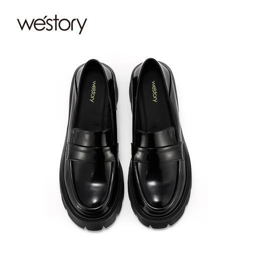 westory纯色质感乐福鞋一脚蹬英伦风单鞋真皮厚底新款经典小皮鞋S22AM54371 商品图2